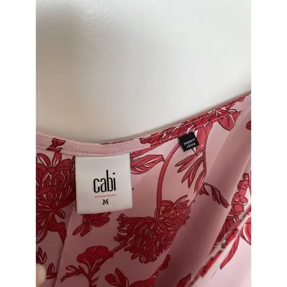 Cabi Medium Pink Floral Print Adore Peplum Tank Cami Adjustable Straps #5533 - Picture 4 of 9